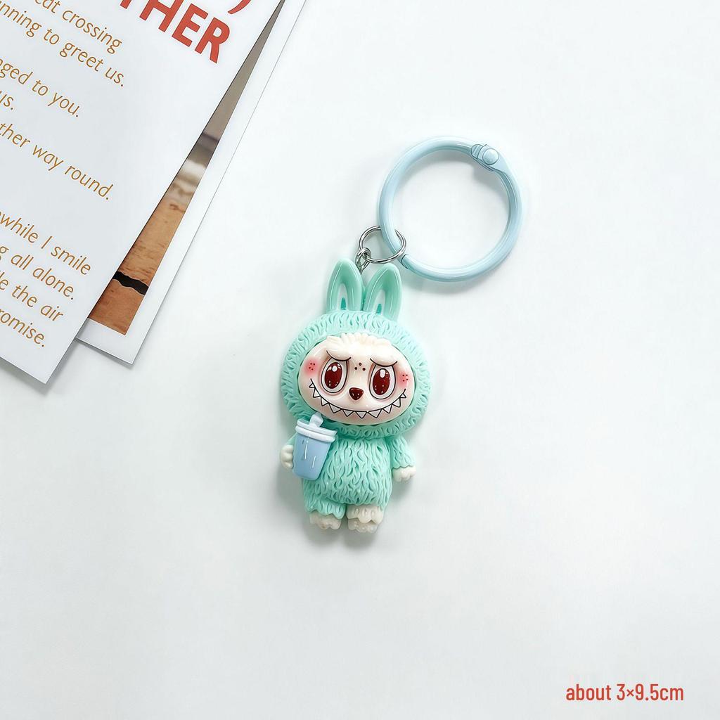 Large Cute Milk Tea Labubu Keychain Pendant for Girls' Backpacks and Bags - Perfect Bestie Gift