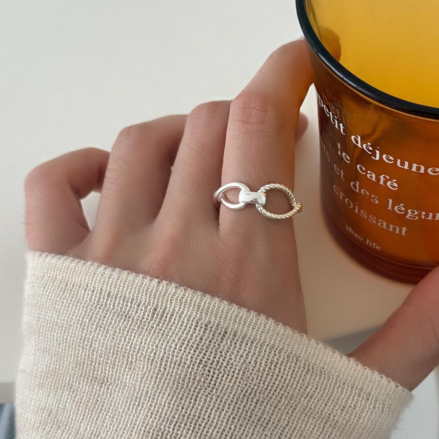 Koreanischer Stil 925 Sterlingsilber Damen Luxus Offener Stapelring