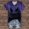 Moda Donna Casual Manica a Tre Quarti Lettere di Halloween, Top con Stampa Faccia