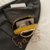 Hand-held Dinner Bag Small Square Box Bag Gilded Metal Handle Chain Crossbody Evening Dress Bag