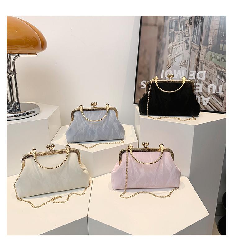 Vintage French Style Evening Bag 2024 Summer New Crossbody Bag Street Fashion Pu Shell Shape