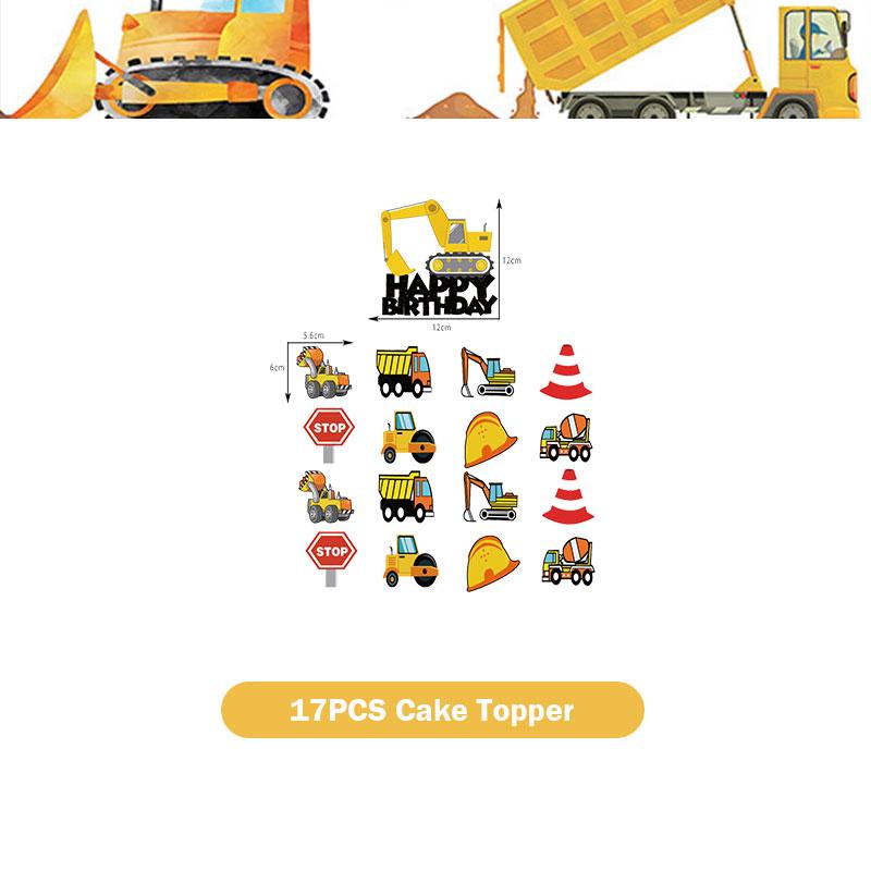 Happy Construction Birthday Party Decorations Set Plates Cup Tablecloth Gift Bags Banner Stickers Cake Decoration Party Supplies