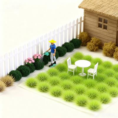 Static Grass Tuft 0.05 Scale Mini Bushy Lowland Shrubs Model Kit Miniature Artificial Grass for DIY Train Landscape Railroad Scenery