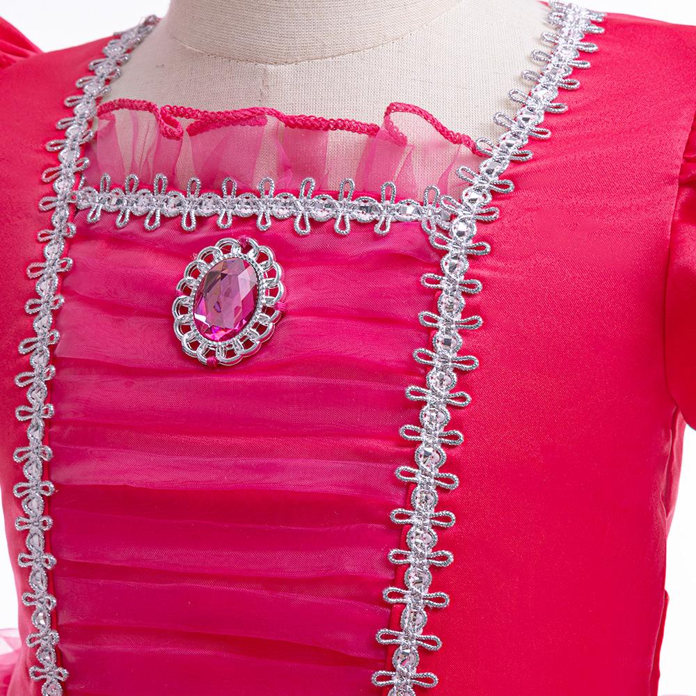 Girls' Cinderella Cosplay Dress - Puff Sleeve Frozen-Style Mesh Dress