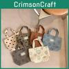 Vintage Corduroy Polka Dot Tote Bag For Women Soft Handle Cute Lunch Bag