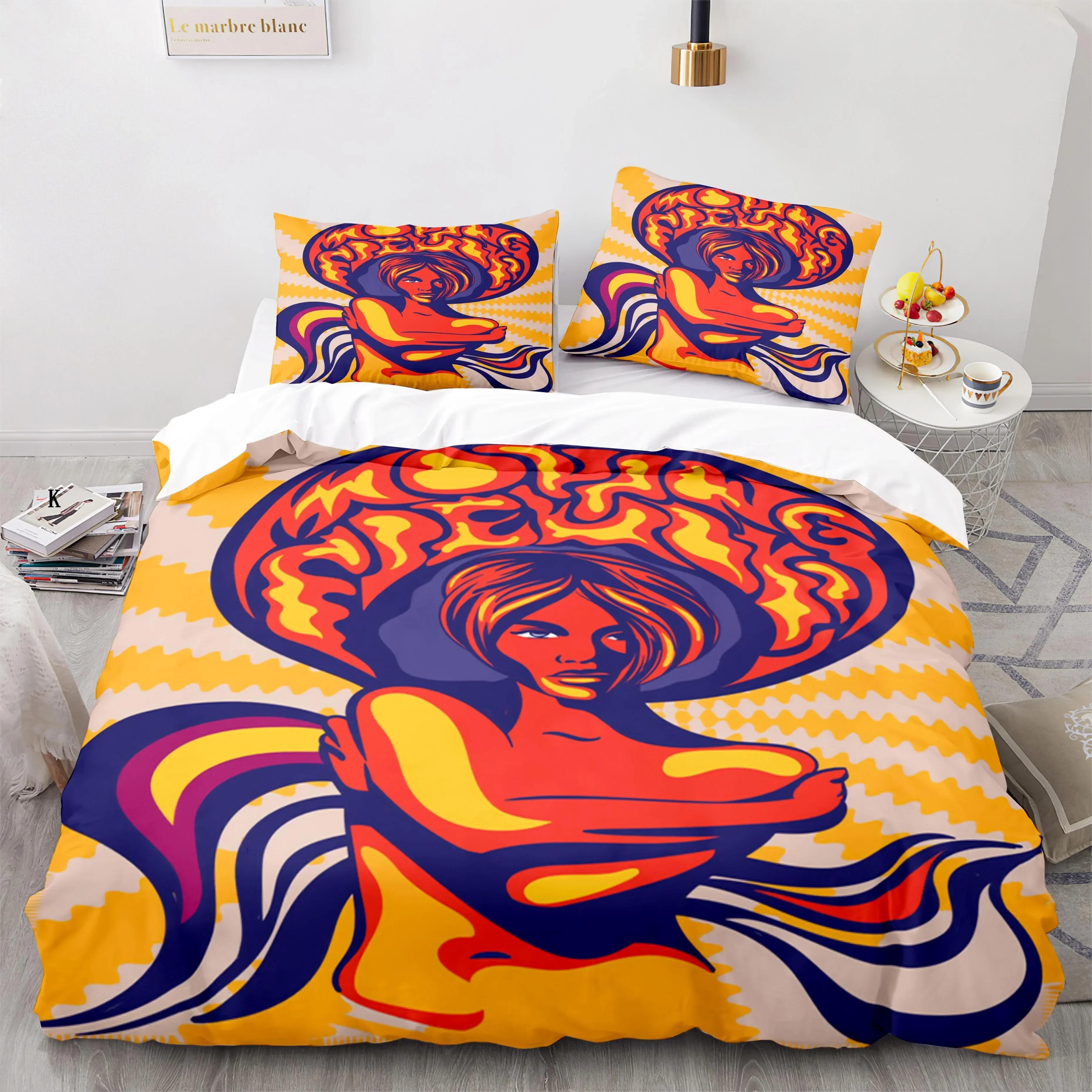 

Comforter Retro Abstract King Queen Colorful Vintage Style Bedding Set For Teens Adult Modern Art Polyester Comforter (quilt)-EU Single(135*200cm)3pcs