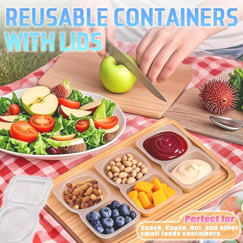 5/10/15/20Pcs Double Compartment Condiment Containers With Lids Portable Compartment Snack Boxes Suitable For Outdoor Picnics