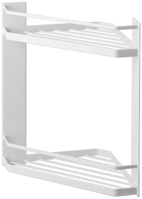 Yamazaki Tower Magnetic Bathroom Corner Rack, 2-Tier, White, Approx. W22.5 X D22.5 X H34cm, Floating Bathroom Storage Rack, Dish Drainer, 6623