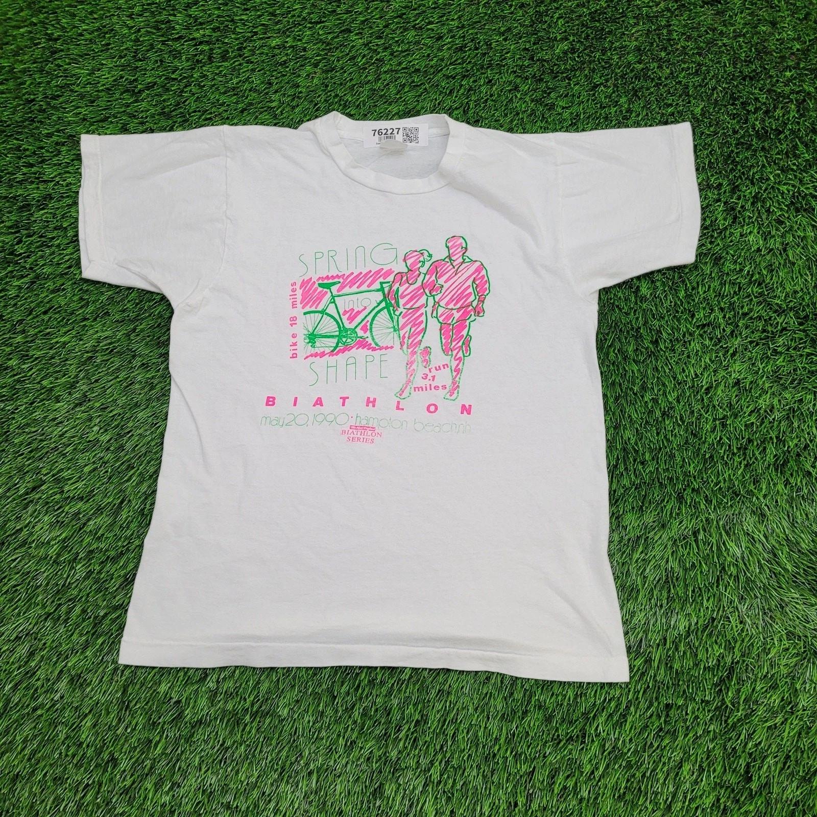 

Vintage 90s Hampton Beach Bike Run Marathon Shirt XS/S 18x23 Byathlon Biathlon S