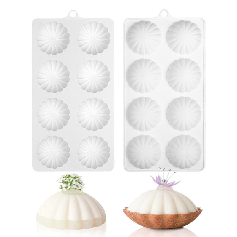 8-cavity Semicircular Petals Mold Baking Tool for Making Chocolate Fondant