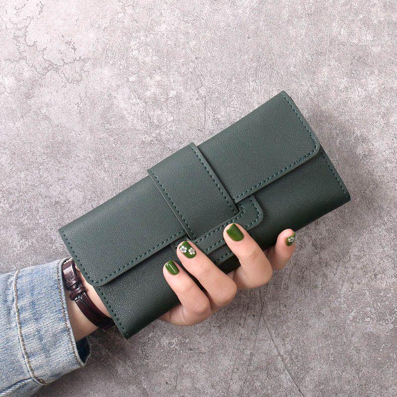 Women's Tri-fold Fashion Wallet - Long, Simple, Multifunctional with Buckle, Coin Purse & Card Holder