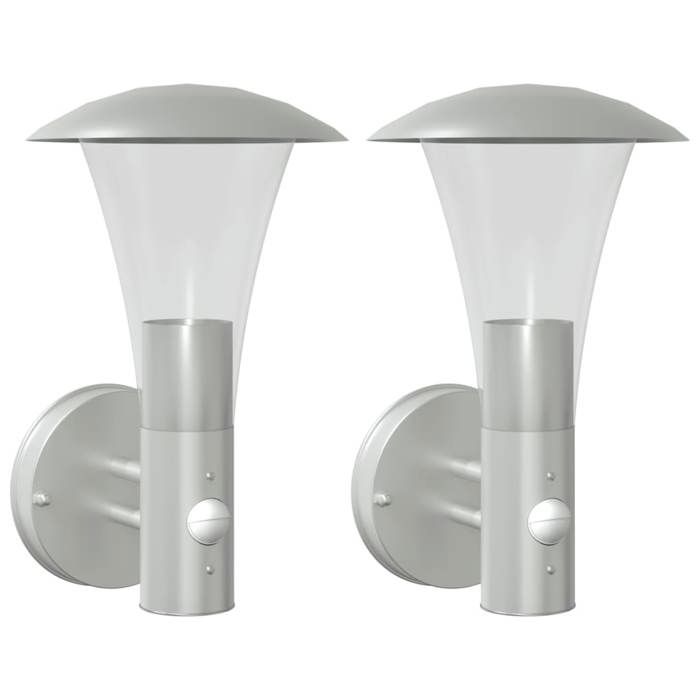 VidaXL Appliques murales d'extérieur et capteurs 2pcs acier inoxydable, éclairage mural d'extérieur, lampe murale de jardin, 4006239