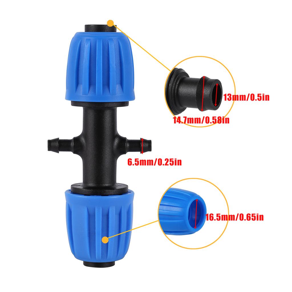 5pcs 1/2" Hose Locking Connector 16mm Drip Irrigation Fittings Locking Barb Straight Connector 4/7mm Hose Fittings Divider