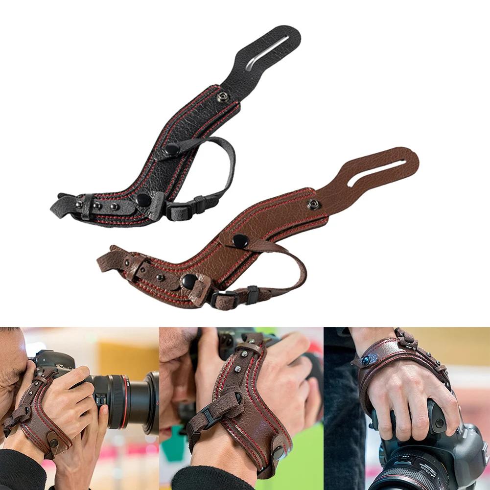 Wrist Strap for SLR Camera Leather Camera Wrist Strap S-Shaped and Ergonomic Waterproof  Durable Double Locking Clasp Hand Grip