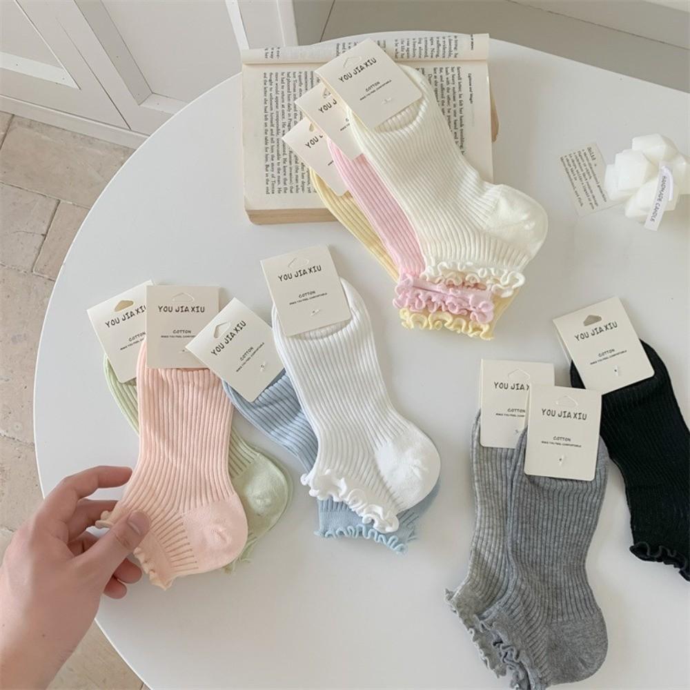Cotton Ruffle Socks Breathable Short Socks Sweet Lace Ruffle Socks for Daily Wear