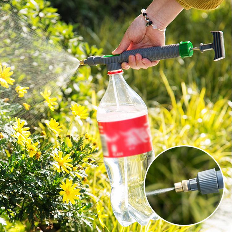 Manual Push-Pull Cola Bottle Spray Watering Can with Rod