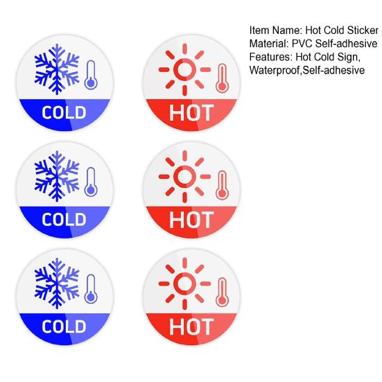 6Pcs/Set Hot Cold Sign Sticker Waterproof PVC Self-adhesive House Kindergarten Bathroom Office Water Temperature Indication Sticker Round Warning