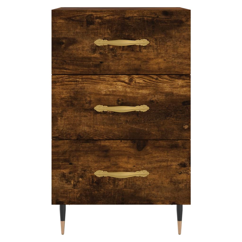 Nightstand Smoked Oak Finish 40 X 40 X 66 Cm Engineered Wood