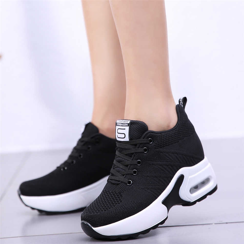 Fashion Round Foot Increase Height Sneakers Basketball High Heel Sports Shoes Women's Platform Sports Shoes College Wholesale