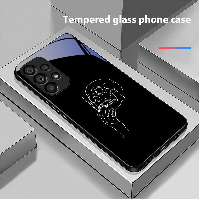 Dancing Skeleton For Samsung Galaxy S10 S20 Plus S21 FE S22 S23 S24 FE S25 Ultra Black Tempered Glass Phone Case Hard Shell
