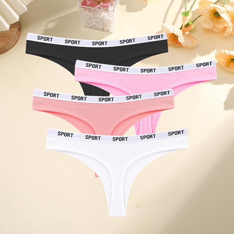 

FINETOO 4 шт./компл. женские сексуальные хлопковые стринги для женщин спортивный бренд стринги нижнее белье женские мягкие хлопковые стринги танга женские стринги танга XL&Set