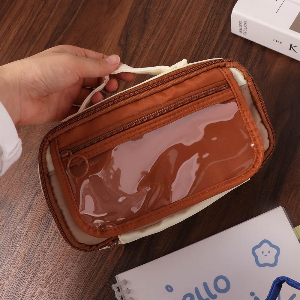 Large Capacity Canvas Pencil Case Zipper Stationery Storage Bag Creative Pencil Bag Student
