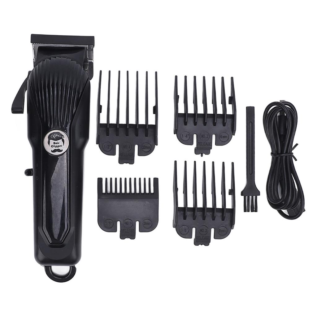 Electric Hair Trimmer Adjustable Lever 2000mAh Low Noise Professional Barber Clipper with 4 Pcs Guid