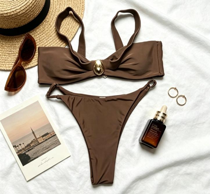 

Bilkini sexy bikini, solid color split women s swimsuit swimsuit women S темно-коричневого