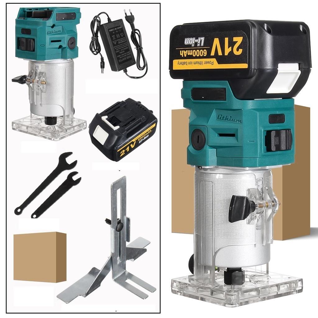 1280W 21V Akku-Oberfräse Elektrischer Trimmer Holzbearbeitung Gravur Nuten Fräsen Trimmen Fräsmaschine