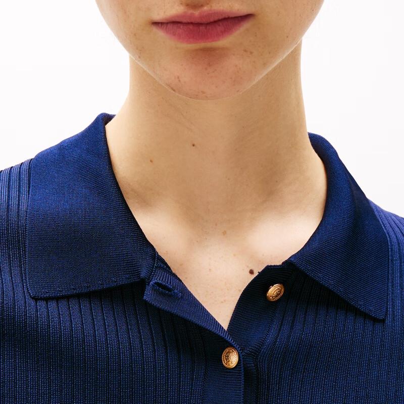 Tommy Hilfiger Women's Textured Polo Knit Shirt with Metal Buckle