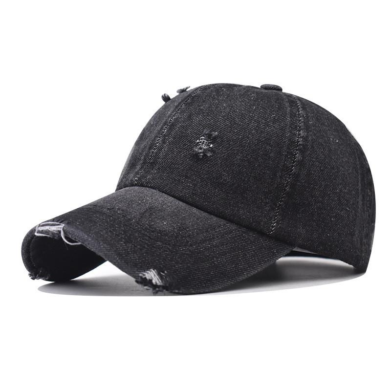 Design Damaged Fashionable Neutral Sunshade Denim Baseball Hat Outdoor For