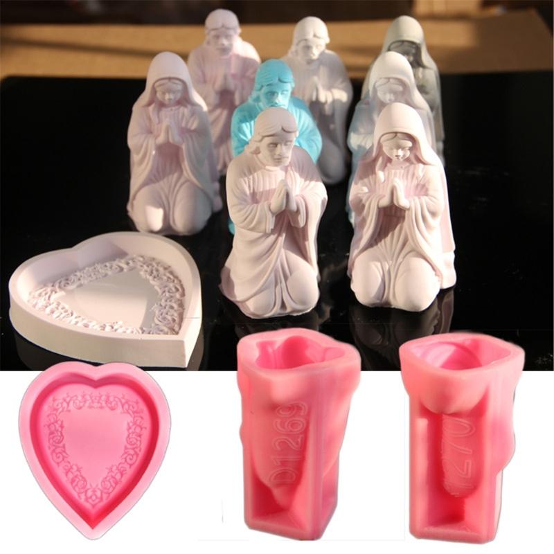 Heart Silicone Tray Mold Heat Resistant Easy Demolding Heart Plate Silicone Mould For Rosary Stand Soap Jewelry Tray
