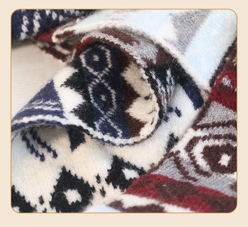 New Korean Style Fair Isle Winter Snood Shawl - Warm Striped Plaid Scarf