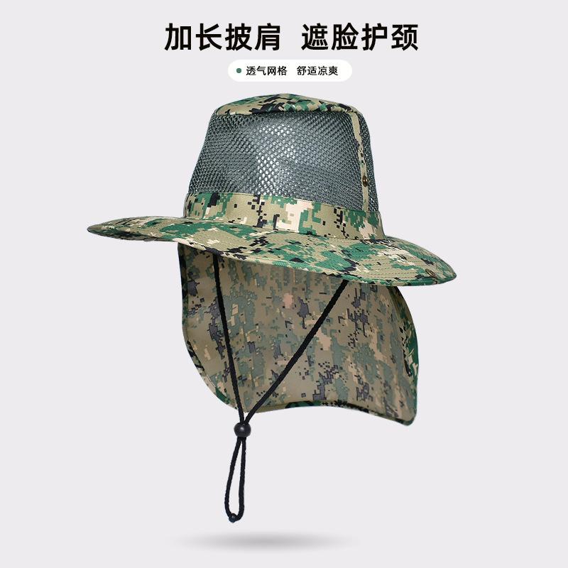 9227 new outdoor mountaineering fishing hat summer men's sunscreen visor hat big brim shawl bucket hat