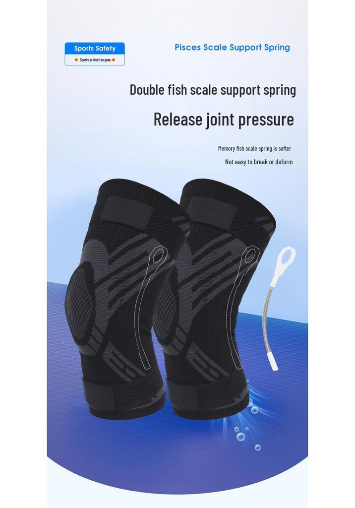 Outdoor Sports Knee Pads with Silicone Anti-Collision, Anti-Slip Spring Support for Cycling, Running, and Ball Games