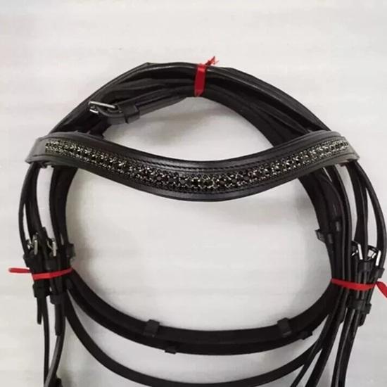 Beautiful Leather Padded Comfort Bridle with Black Colour Stone & Padding Dressage Bridle for Horses.