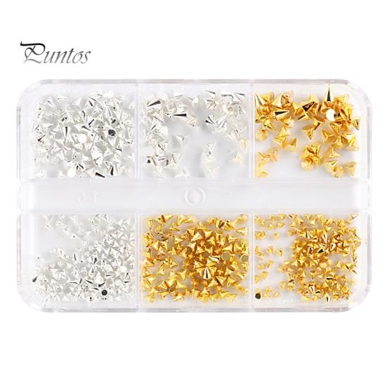 

1 коробка, 6 сеток, мини-металлические подвески для ногтей, простые в использовании уникальные украшения для дизайна ногтей для начинающих, профессионалов серебряный/золотой