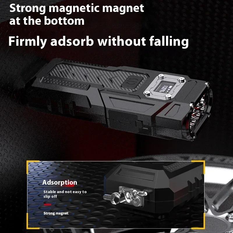 Leistungsstarke LED-Taschenlampe mit 4000 lm, wiederaufladbar über USB, mit Leistungsanzeige, superhelles wasserdichtes Camping-Notlicht für den Außenbereich, magnetische Absaugung auf der Rückseite