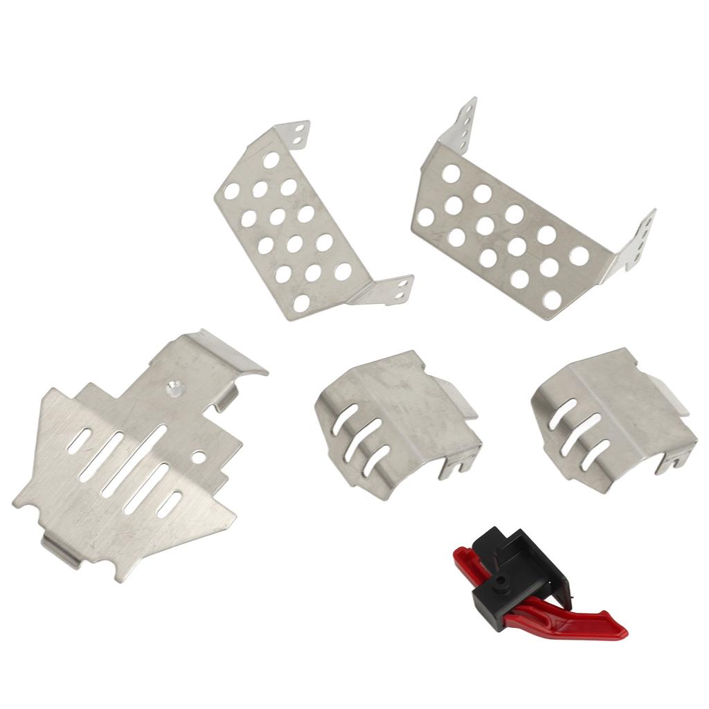 6pcs RC Car Chassis Armor ESC Reset Switch Stainless Steel RC Armor Chassis Guard Plate for Traxxas