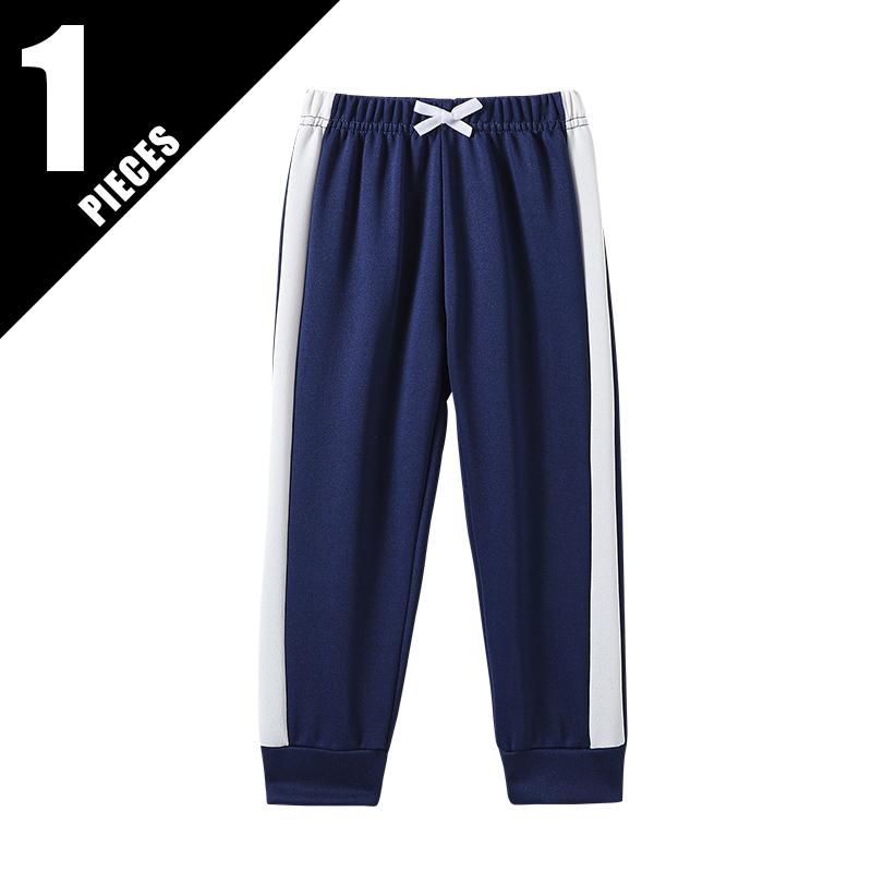 Осенне-зимние тонкие детские однотонные спортивные штаны с вставками для мальчиков и девочек, модные штаны 100