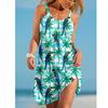 Sunflower Parrot Print Strap Mini Beach Dress Women Boho Summer Sexy Floral Dress Sleeveless Party Evening Dresses