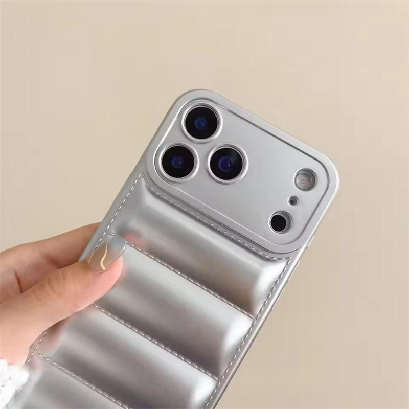 Luxury Down Jacket Silicone Shockproof Case For iPhone 17 Air 16 E 15 Plus 14 13 12 11 Pro Max Winter Colorful Soft Puffer Cover