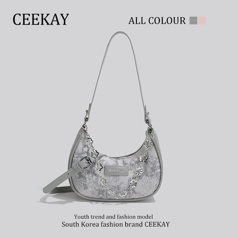

CEEKAY Women s High-End Underarm Handbag - Autumn/Winter 2023 Niche Design Crossbody Bag 21x7x13 cm сірий колір