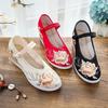 Changqing, the New Inner Height Increase Round Head Old Beijing Cloth Shoes for Women with Hanfu High-heeled Platform Embroidered Shoes