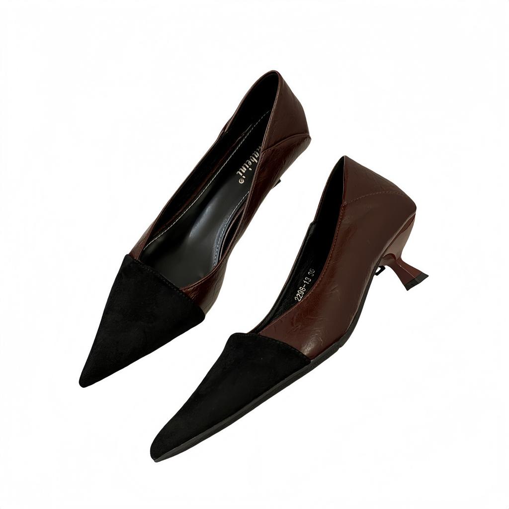 High heels women's thin heels are not tired of feet 2025 spring new beautiful red shoes pointed French single shoes