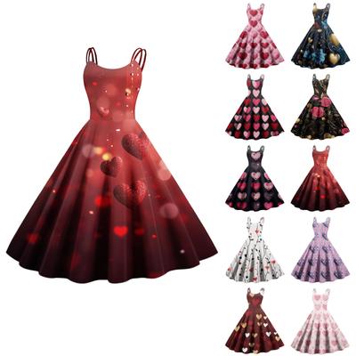 Kadın Günlük Moda Baskılı Seksi Omuz Düşük Punk Retro Elbise Retro Elbise Elbise