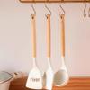Silicone Spatula & Ladle Set with White Wood Handles - Non-stick Kitchenware for Stir-fry & Baby Food