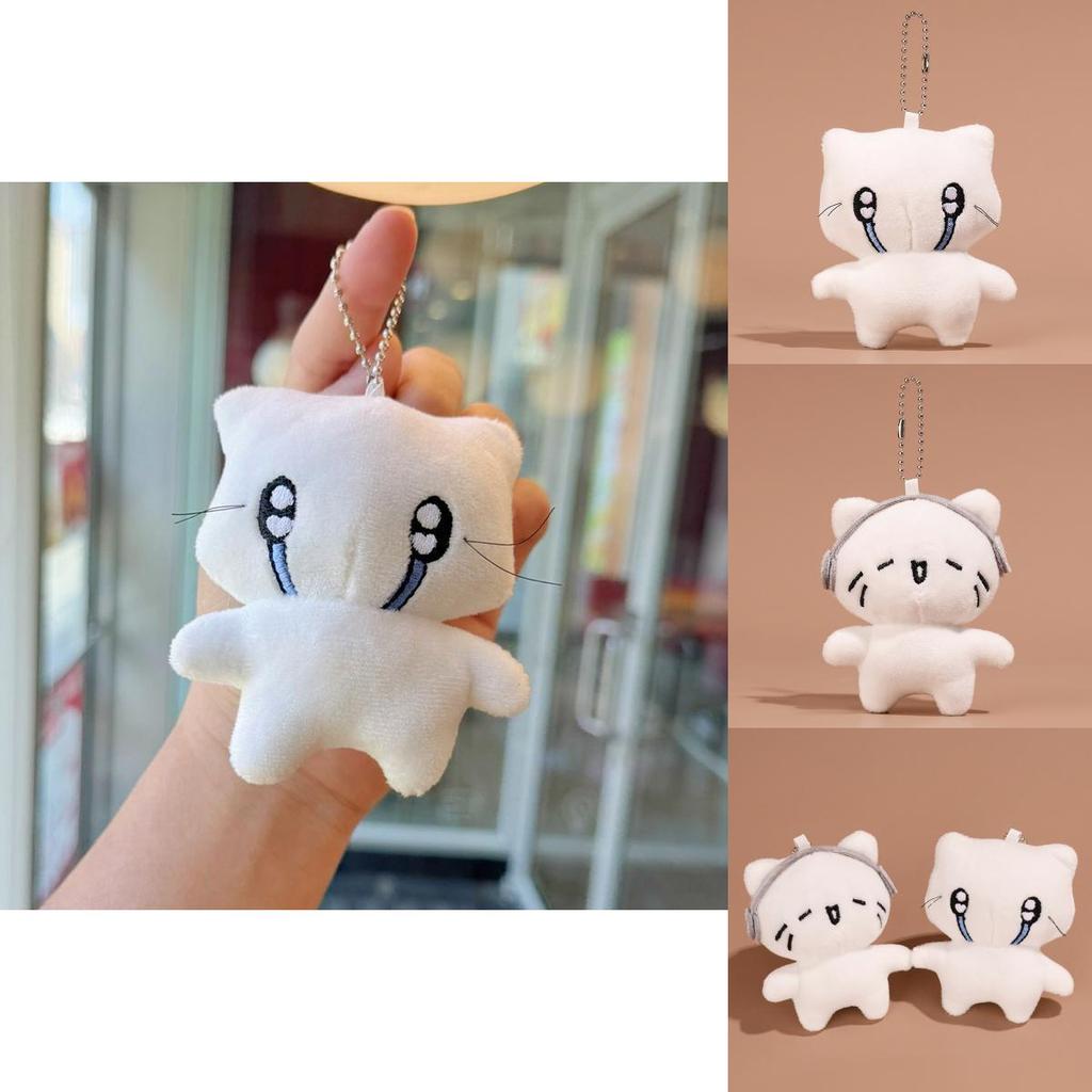 Cat Plush Keychain With Earphone Design Soft Toy For Bag Decor And Gift