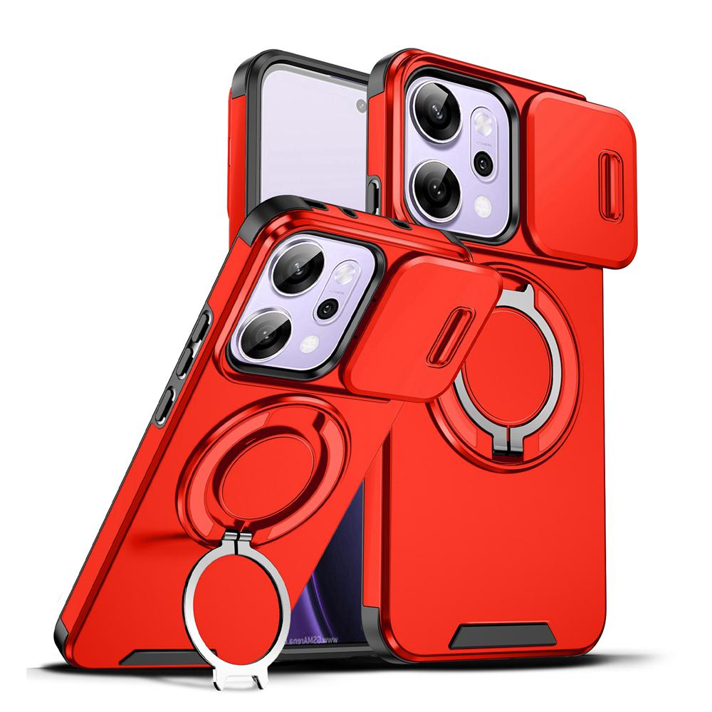 KEYSION 360° Ring Stand Phone Case for OPPO Reno14 Pro 5G Slide Camera Protection Magnetic Shockproof Cover for OPPO Reno14 F 5G