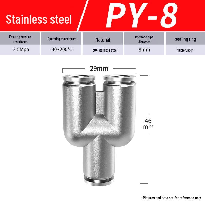 Zhuo Ji Y-Type Stainless Steel Pneumatic Quick Connector - High Pressure, Explosion-Proof, Anti-Corrosion, Anti-Rust.